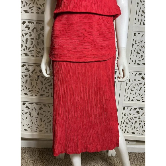 Vintage Roberta California Women’s Red Plisse Formal Dress Size 10 - Picture 8 of 11